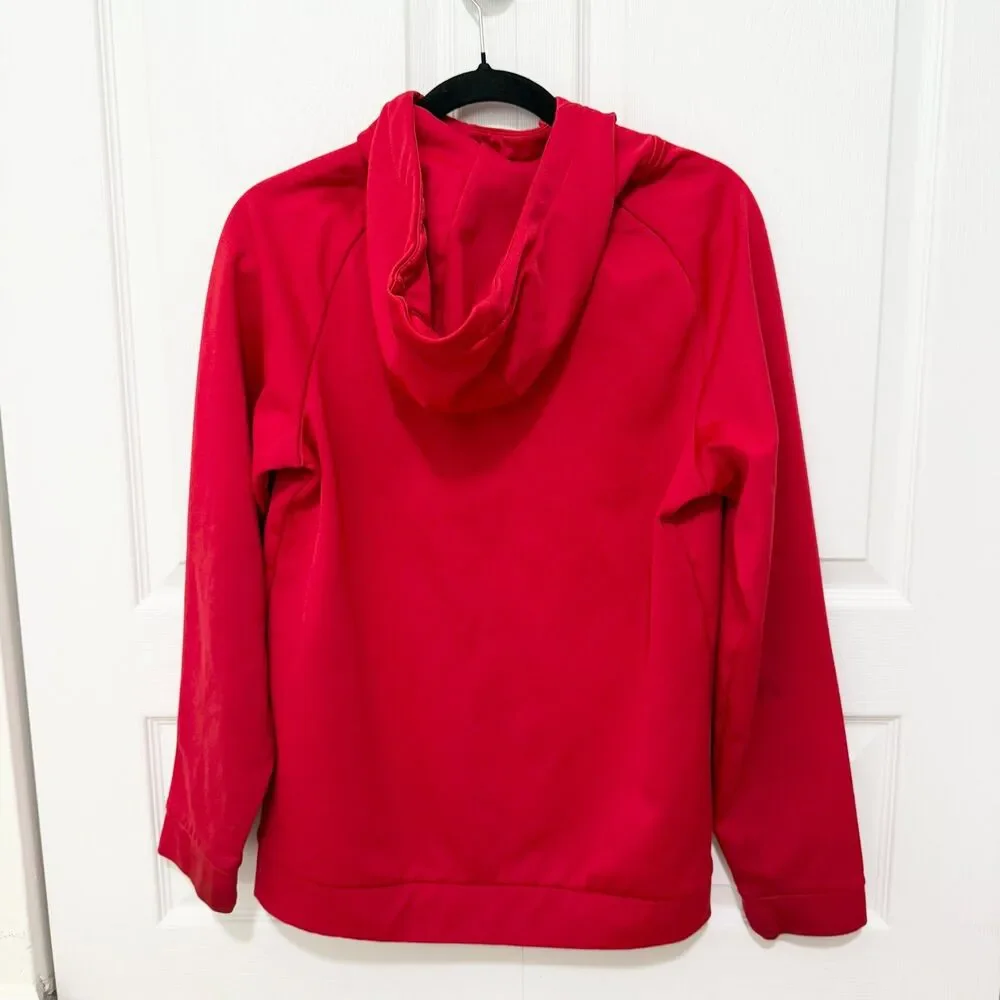Men Nike Dri-Fit Scuba Just Do It Graphic Pullover Hoodie in Red and White Small